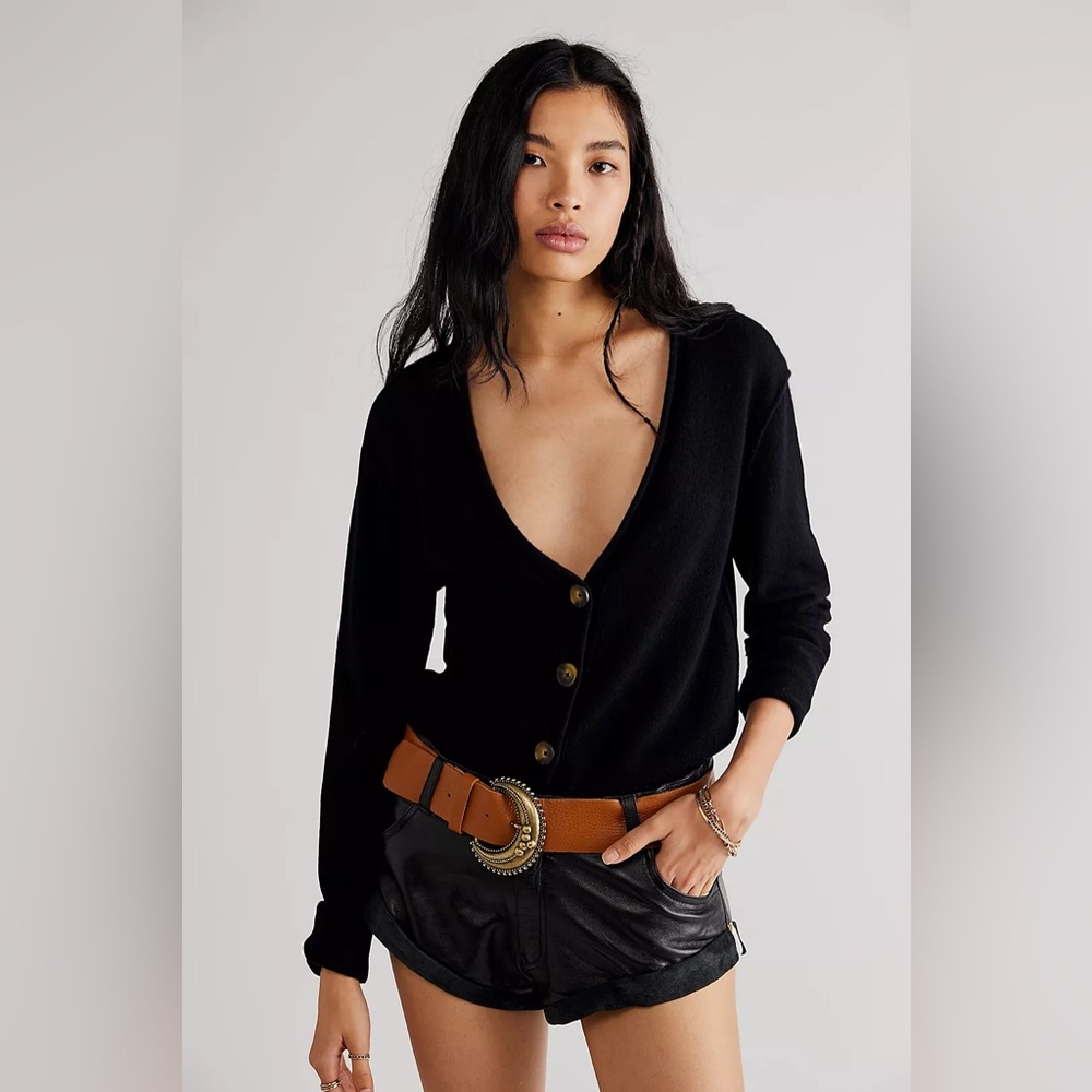 Free People OneTeaspoon Bandits Low-Waist Leather Shorts